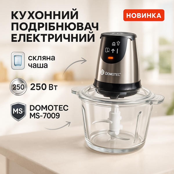 Блендер кухонний зі скляною чашею на 2л MS-7009 подрібнювач міні комбайн чоппер ws87975 фото