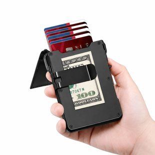 Компактний гаманець-картхолдер 26X-56 з RFID-захистом чорний &bull; Гаманець для карток 26X-56 з відділенням для купюр, візитниця та тримач банківських карток 58419 фото