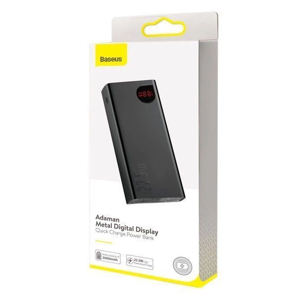Зовнішній акумулятор Power Bank Baseus Adaman 20000mAh 22.5W з швидкою зарядкою металевий чорний ws12724 фото