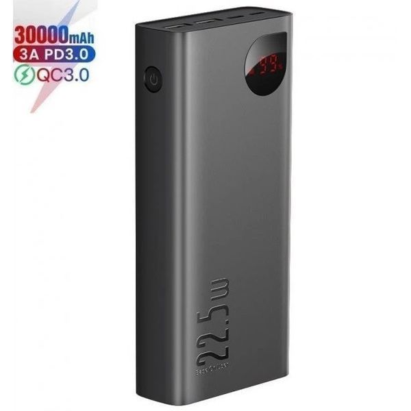 Зовнішній акумулятор Power Bank Baseus Adaman 20000mAh 22.5W з швидкою зарядкою металевий чорний ws12724 фото