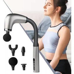 Масажер з 4 насадками MP-930 &bull; Перкусійний вібромасажер U-подібної форми для спини та тіла 55559 фото