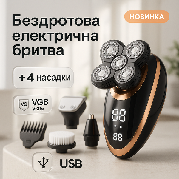 Електробритва VGR V-316, тример для вусів та бороди, акумуляторна чоловіча бритва, тример бездротовий ws47935 фото