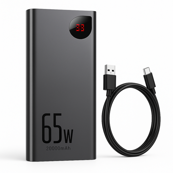 Зовнішній акумулятор Power Bank Baseus 20000mAh 65W для ноутбука зі швидкою зарядкою чорний ws42816 фото