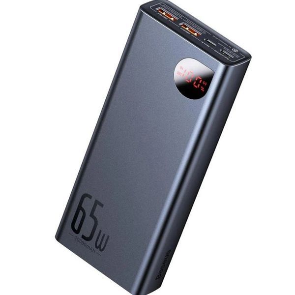 Зовнішній акумулятор Power Bank Baseus 20000mAh 65W для ноутбука зі швидкою зарядкою чорний ws42816 фото