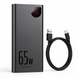 Зовнішній акумулятор Power Bank Baseus 20000mAh 65W для ноутбука зі швидкою зарядкою чорний ws42816 фото 8