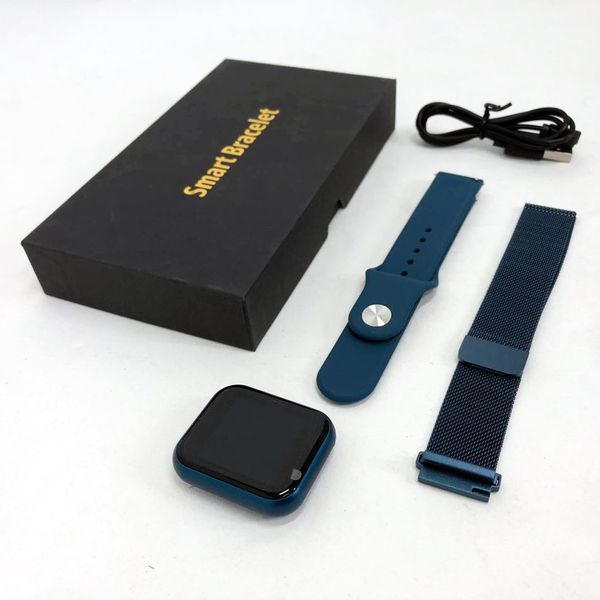 Smart Watch T80S, два браслети, температура тіла, тиск, оксиметр. Колір: синій ws39115 фото