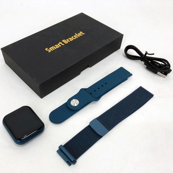 Smart Watch T80S, два браслети, температура тіла, тиск, оксиметр. Колір: синій ws39115 фото