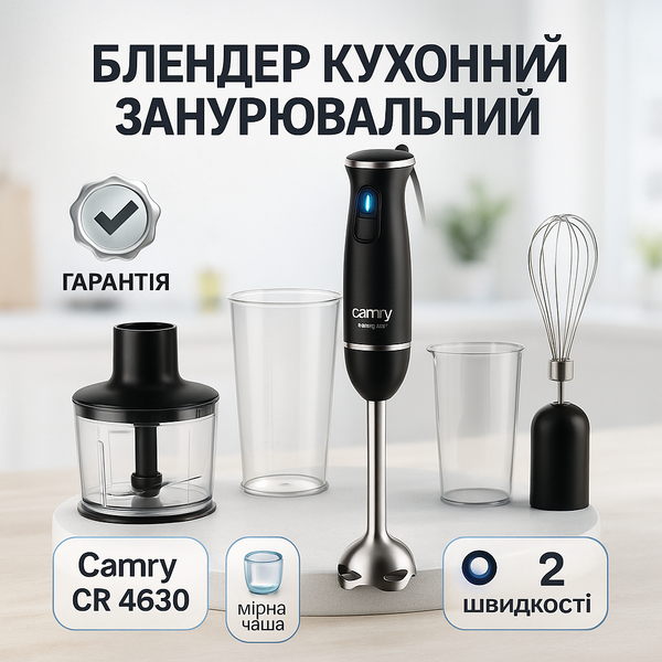 Блендер подрібнювач міксер 3в1 Camry CR 4630 чорний ws71787 фото