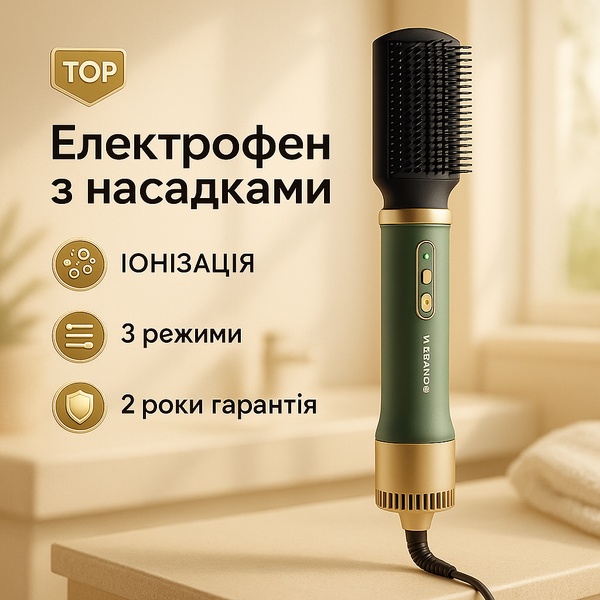 Фен-щітка мультистайлер ViLgrand VHD-1225BR 1200Вт green ws27113 фото