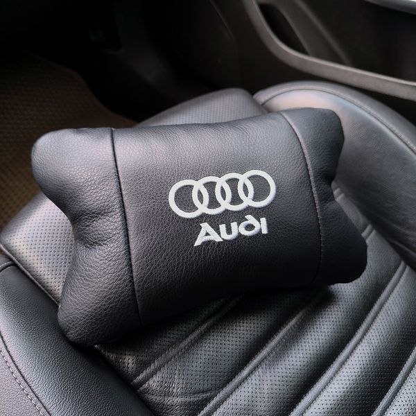 Автомобільна подушка для підголівника Audi &ndash; чорна натуральна шкіра ws56239 фото