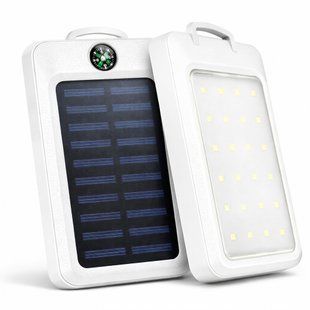 УМБ Power Bank Solar 18000 mAh мобільне зарядне з сонячною панеллю та лампою, Power Bank Charger White ws83645-1 фото